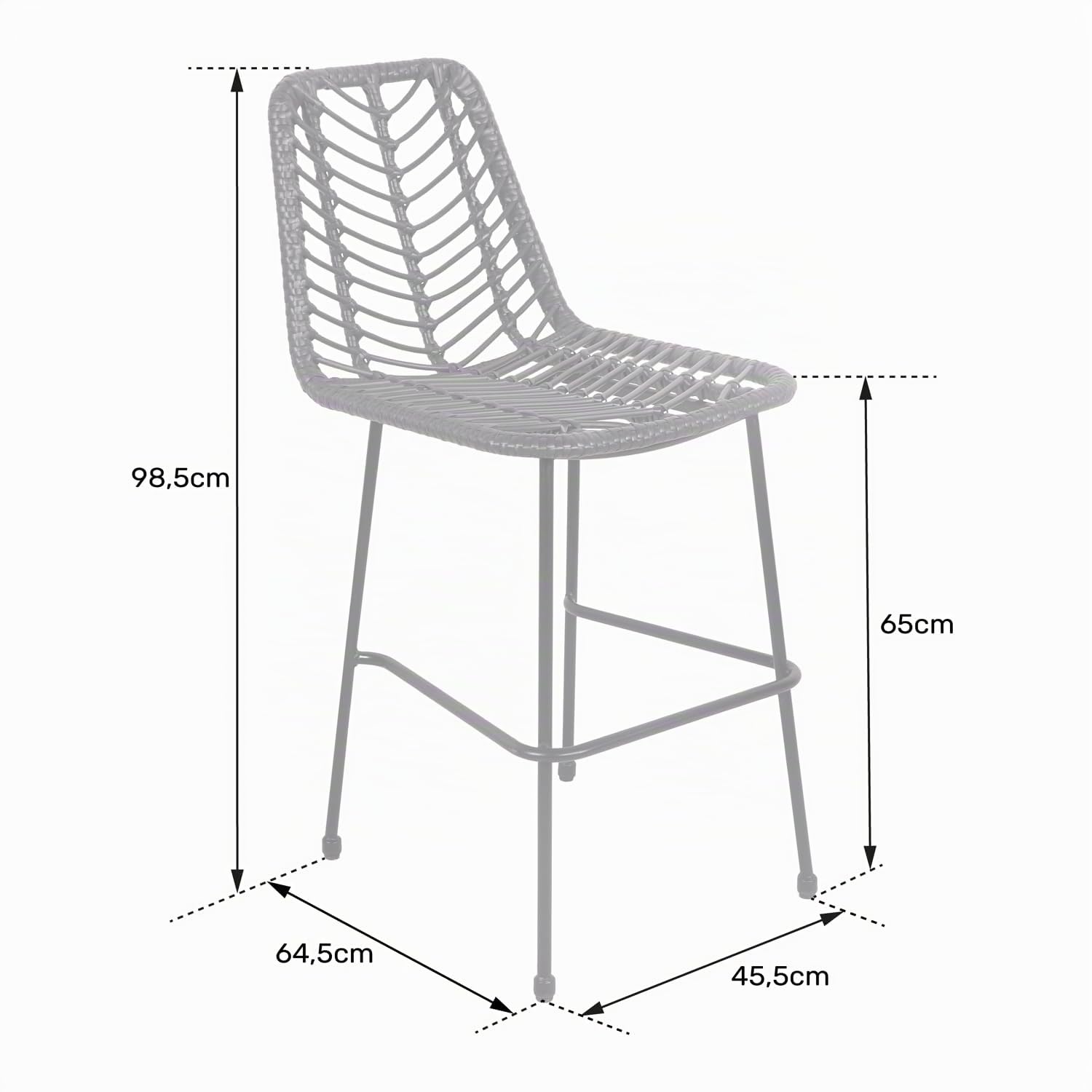 Happy Garden Lot de 2 tabourets de Bar en rotin synthétique OKA avec Repose-Pieds, Tabourets avec Dossier Marron