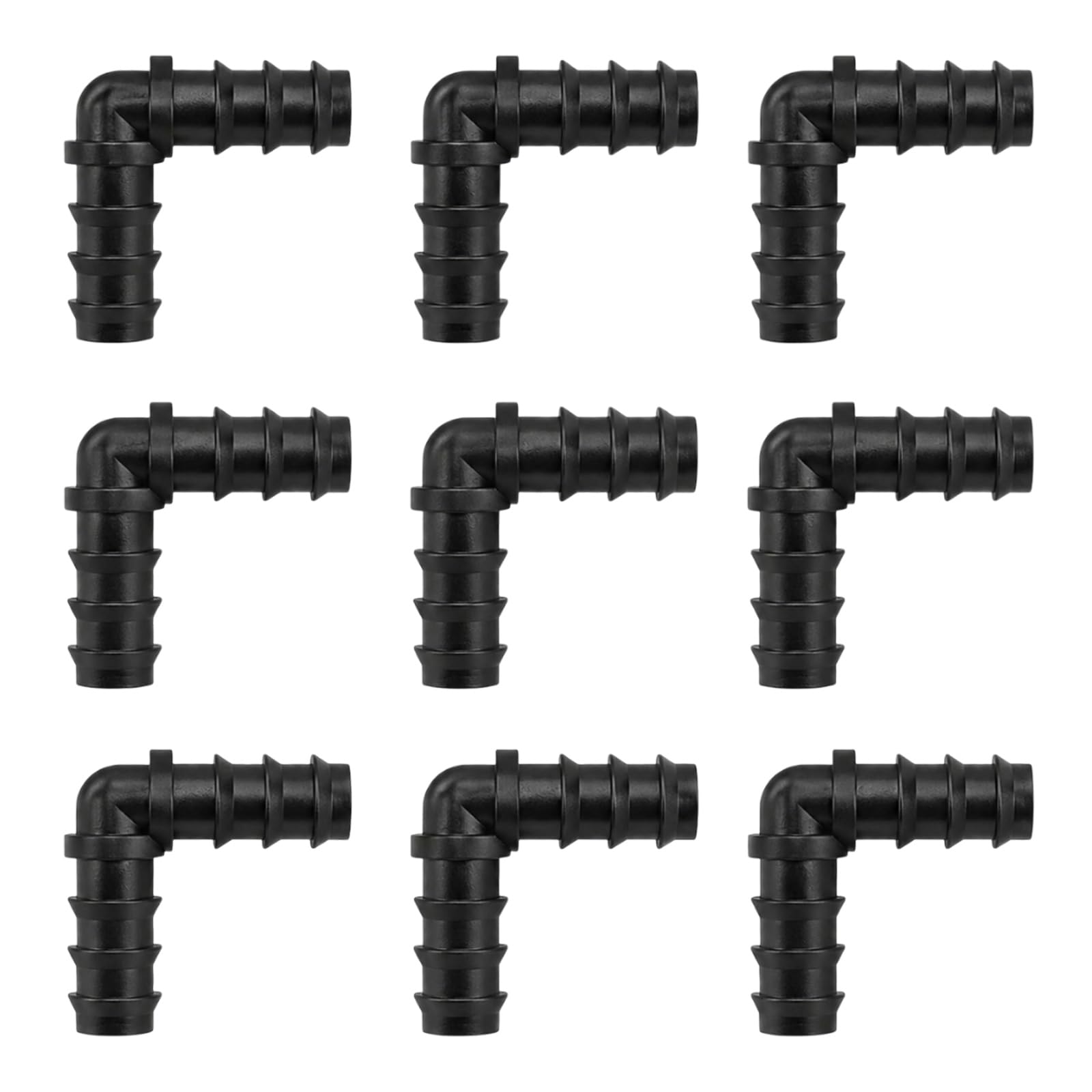 WVGSXBO 9 Pcs 13mm 1/2 Inch 90 Degree Elbow Irrigation Hose Connector, Barbed Plastic Pipe Joiner, Leakproof Drip Irrigation Fittings for Garden Lawn Greenhouse Watering System