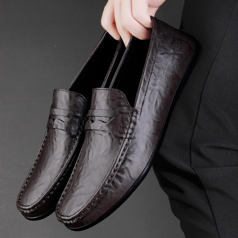 Mens Loafers Round Toe PU Leather Penny Loafers Anti-Slip Comfortable Flexible Party Slip-on4