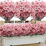 Aufind 30 Bundles Artificial Flowers, Outdoor Indoor UV Resistant Fake Flowers No Fade Faux Plastic