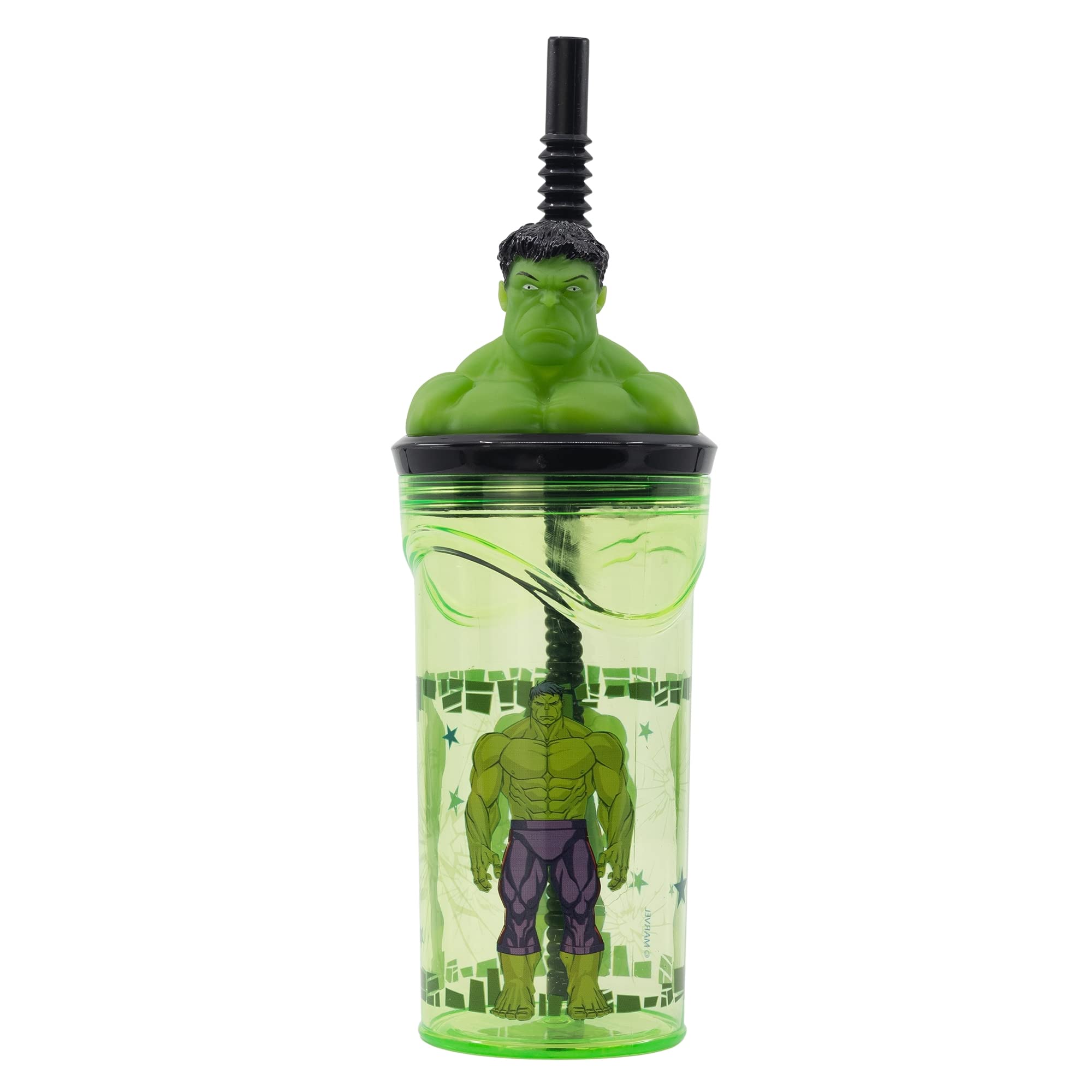 Stor Avengers Invincible Force Hulk 3D Figurine Tumbler for Kids with Straw, BPA-Free Material, Durable Design, 360 ml