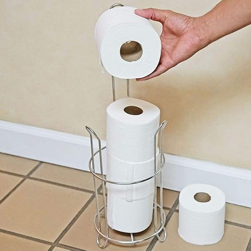 Miniatura 7 de Soporte de metal para papel higiénico, diseño de carga rápida, acabado cromado, perfecto para cualquier baño