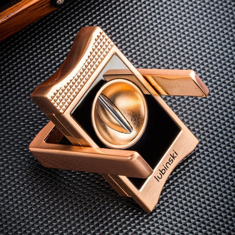 JDIME Cigar Cutter V Cut Holder - Metal Folding Stand Display Rack, Portable Pocket Manual Guillotine Trimmer Travel Accessories(A)