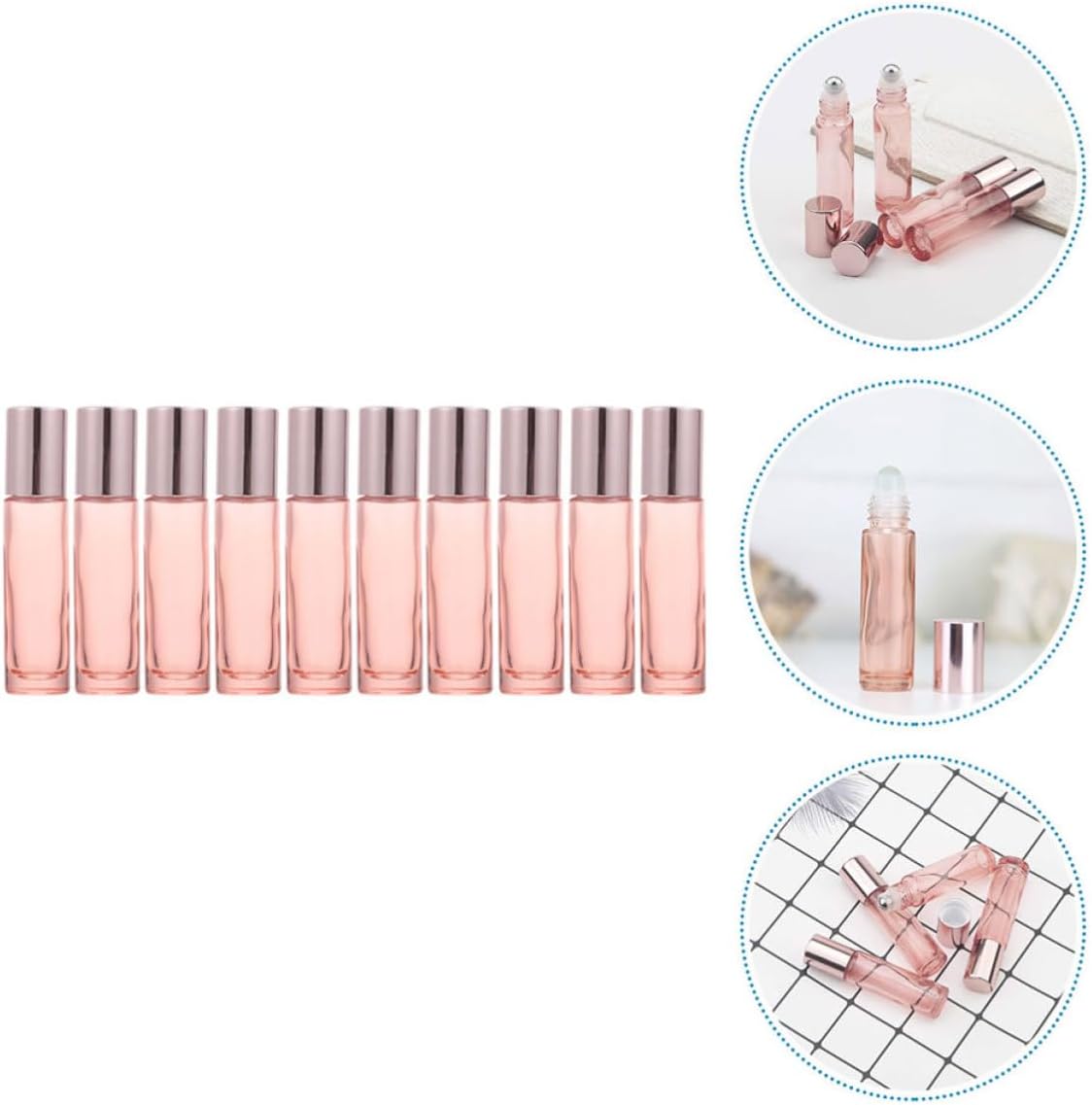 10pcs 5ml Glass Roller Bottles Refillable Perfume Containers Portable Lightweight Oil Bottles for Daily Life and Carrying a Pocket