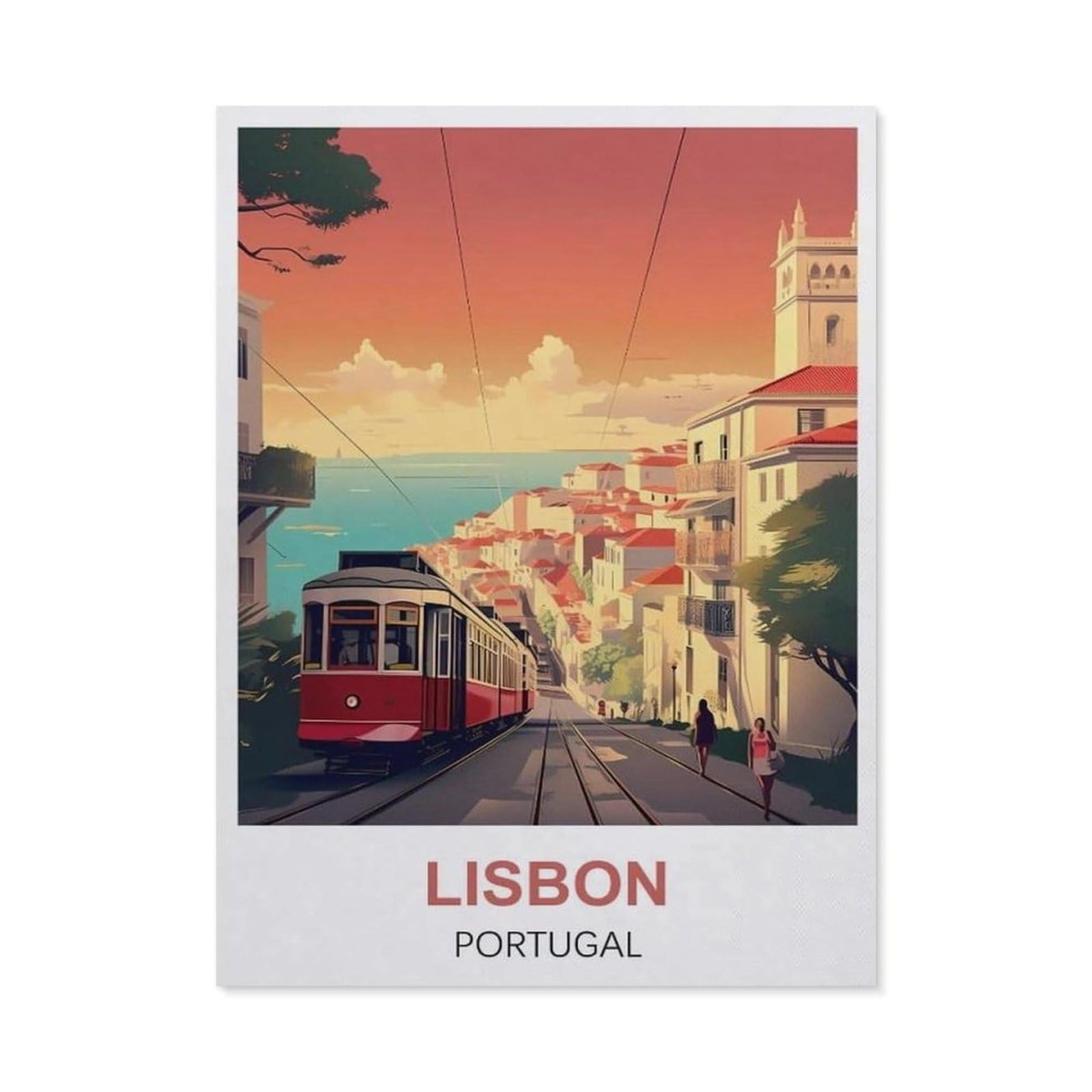 Funny Bathroom Wall Decor Signs，Lisbon Portugal(20x30cm）
