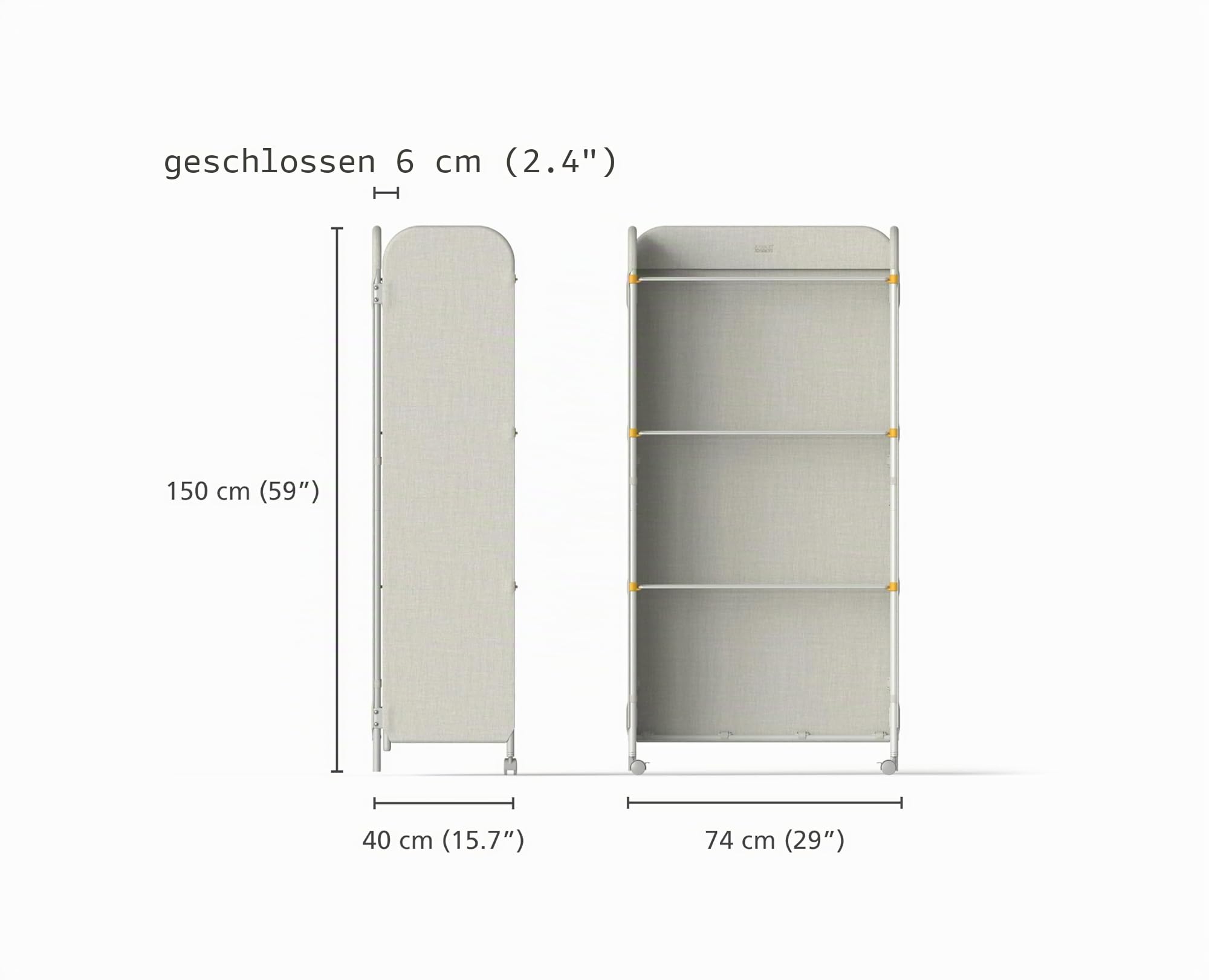 Joseph Joseph Eclipse 3-stufiges Verstellbares Wäsche-Trockengestell, Integrierte Stoffabdeckung, mit Rollen, Klappbar, 14kg/14m Kapazität