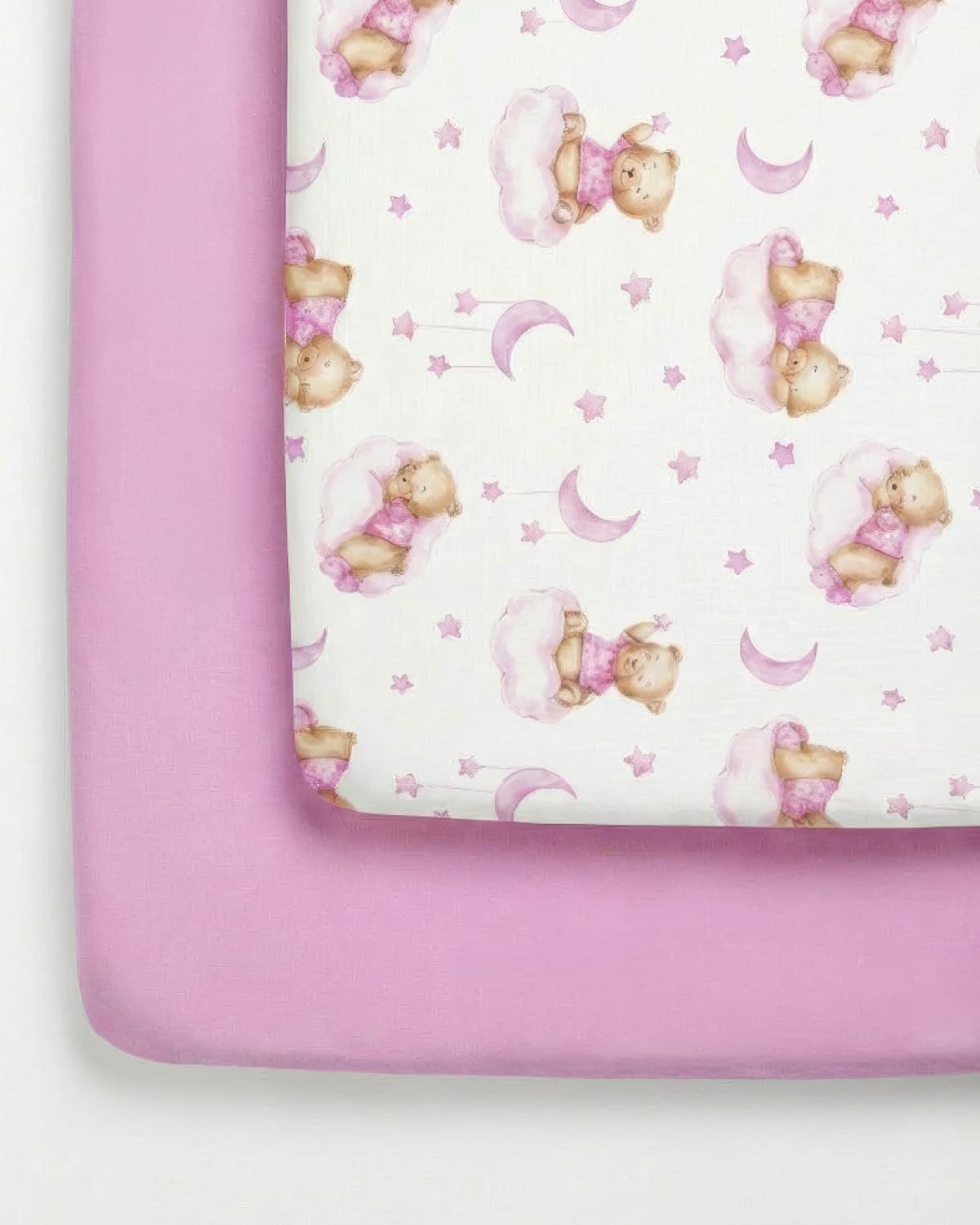 2-Pack Pack N Play Sheets - Playard Mattress Sheets - 38 x 26in, Dream Bear