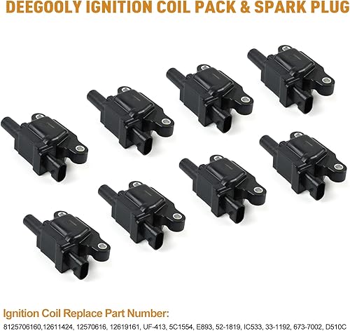 Miniatura 10 de Paquete de 8 bobinas de encendido UF378 y 16 bujías de iridio y 8 cables de bujía compatibles con Chrysler Dodge Jeep Magnum Gran Cherokee 300 5.7L