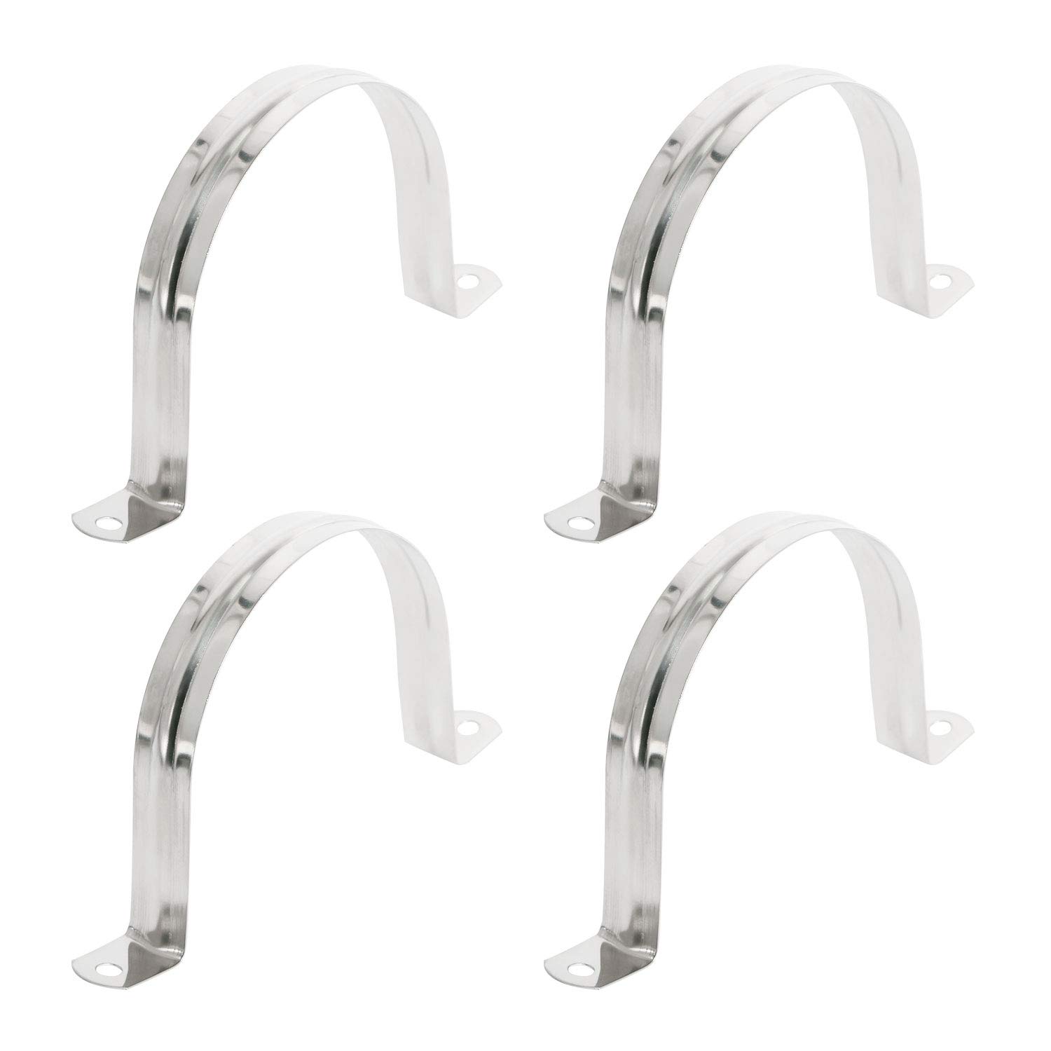Aopin 80mm Rigid Pipe Strap Clamp 2 Holes Strap U Bracket Tube Strap Tension Clips 201 Stainless Steel, for Pipe Fixing, Silver, 4Pcs