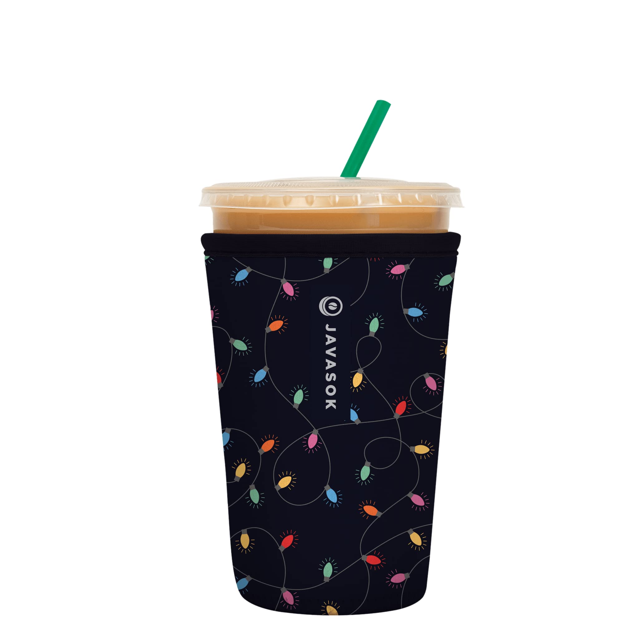 Sok It JavaSok Iced Coffee &amp; Cold Soda Insulated Neoprene Cup Sleeve (Rainbow Lights, Medium: 22-28oz)