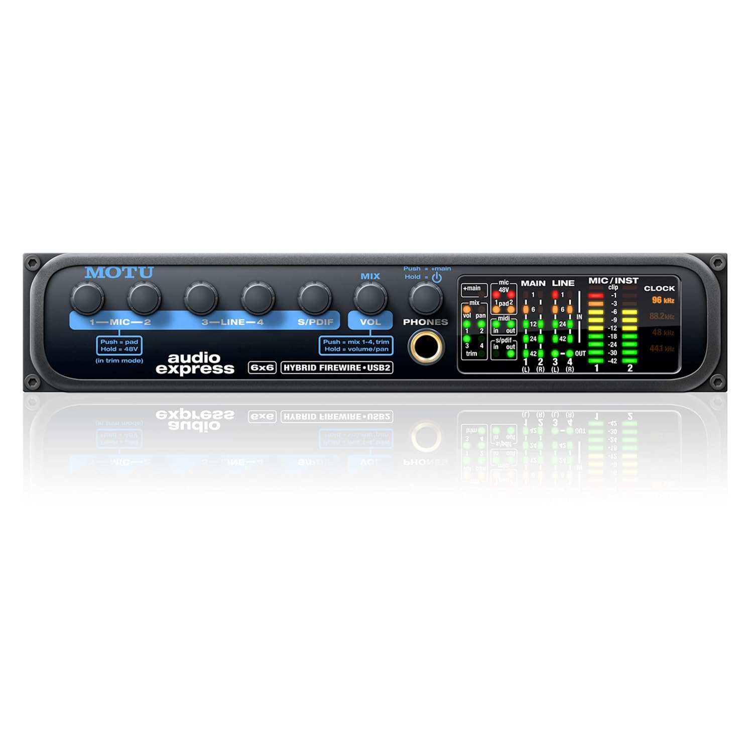Motu Audio Express Hybrid 6 x 6 canali interfaccia audio Firewire USB standalone con cavo keepdrum XLR