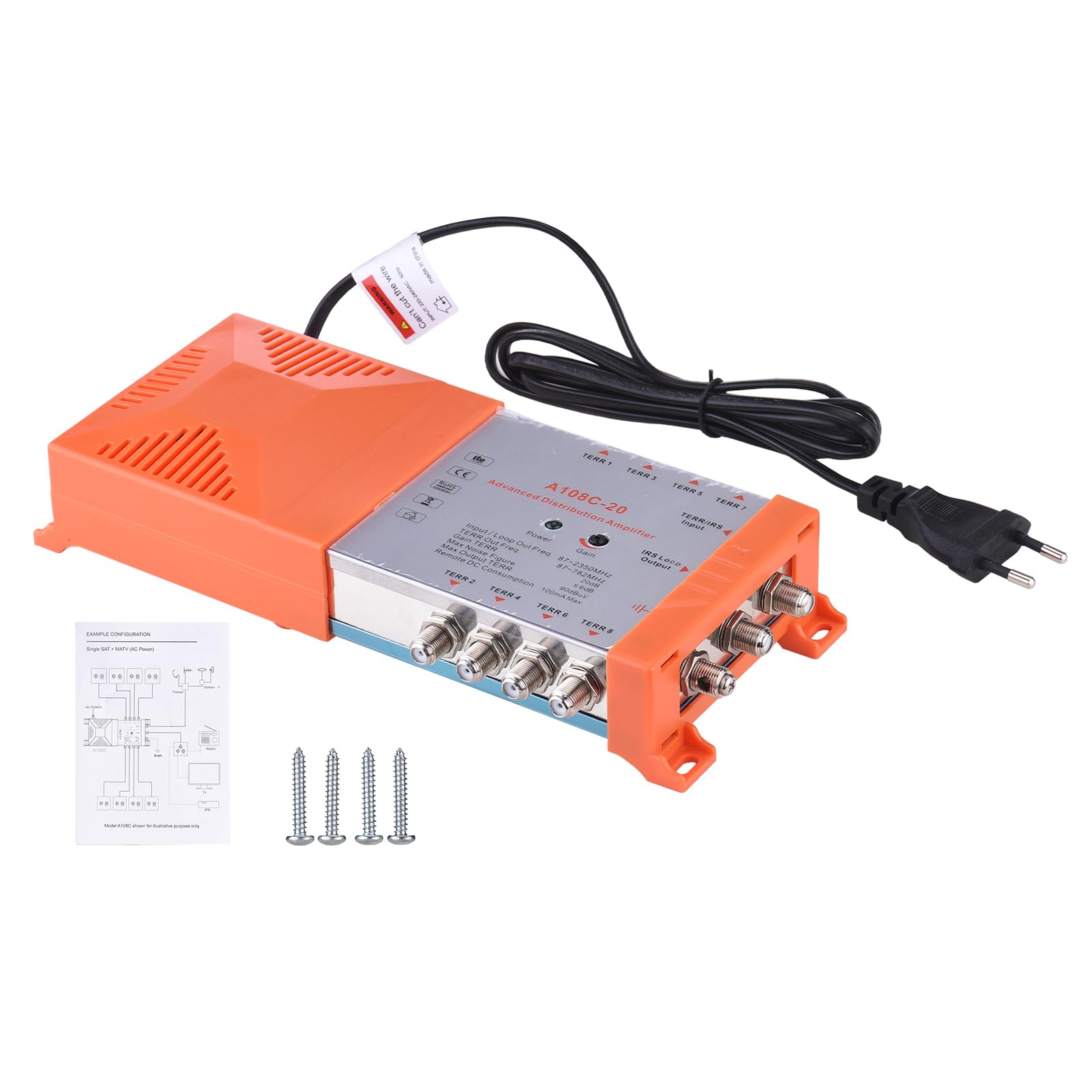 Weytoll Amplificateur de Distribution 8 Voies MATV Satellite Intérieur 20 dB Filtre 4G