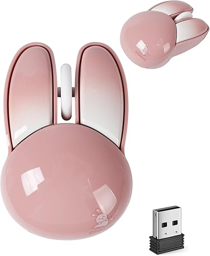 Miniatura 1 de Ratón inalámbrico Bluetooth lindo conejito pequeño silencioso USB óptico silencioso divertido viaje ratón inalámbrico para PC, portátil, computadora