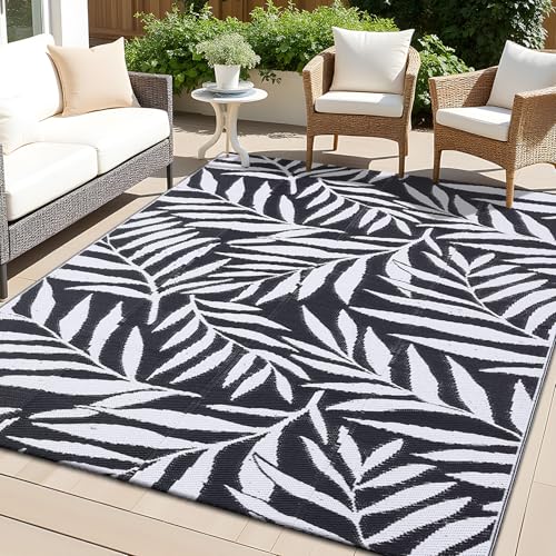 smiry Tapis d'extérieur imperméable pour Balcon, Camping, résistant aux UV, Lavable, extérieur réversible, pour terrasse, Jardin, Camping-Car - 120 x 180...