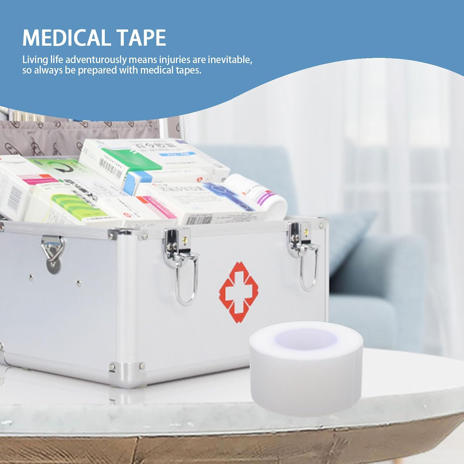 VILLCASE 12 Rolls Adhesive Fixing Tape, Pe Breathable First Aid Bandage, High Adhesion Hypoallergenic Wound Dressing Tape for Skin Protection and Fixation