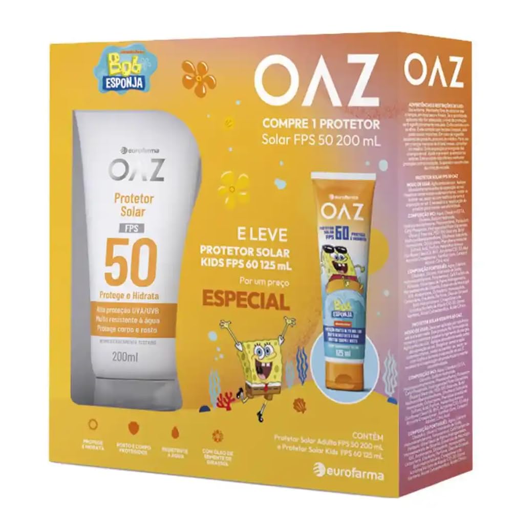 OAZ Kit Protetor Solar Corporal FPS 50 200ml + Infantil Bob Esponja FPS 60 125ml