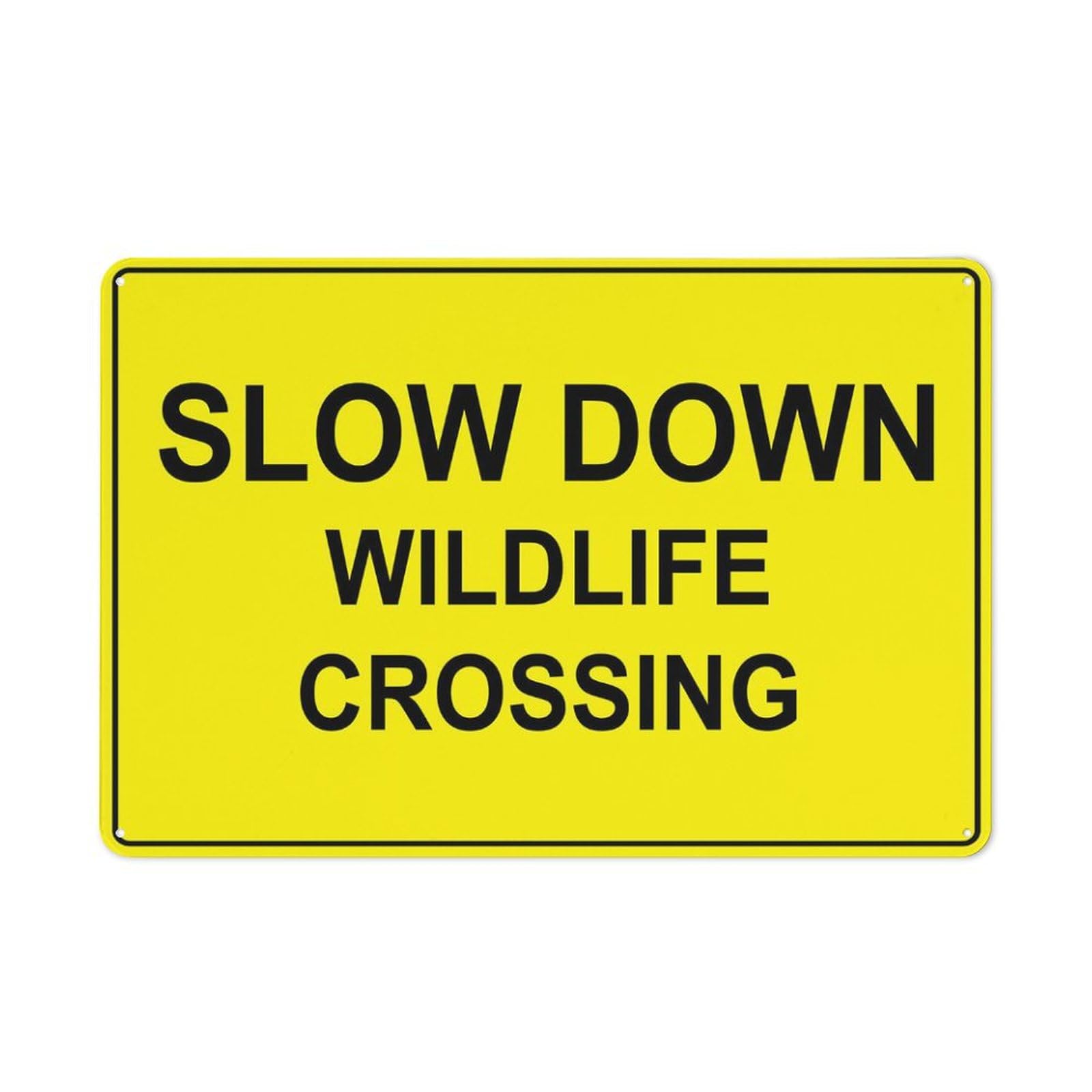 Slow Down Wildlife Crossing Bright Yellow Sign 12X8 Inches Metal Aluminum Signs, Weather Resistant, Weatherproof, Indoor Or Outdoor