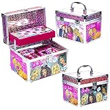 Barbie - Townley Girl Train Case Cosmetic Makeup Set Includes Lip Gloss, Eye Shimmer, Brushes, Nail