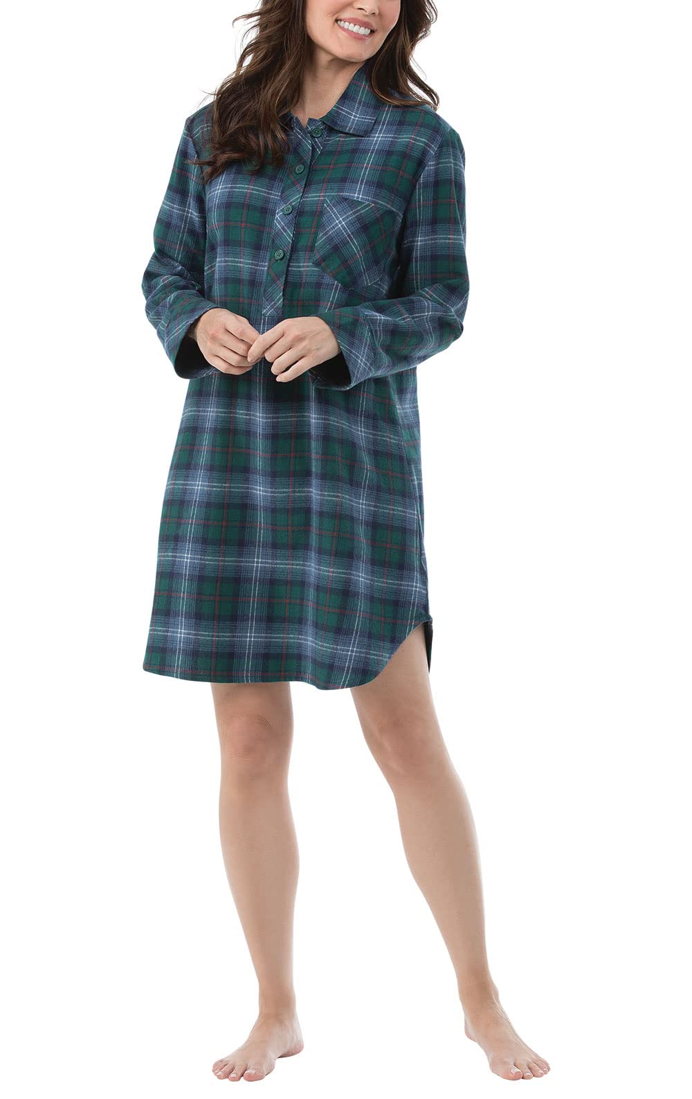 PajamaGram Long Flannel Nightgown - Women Nightgown, Plaid