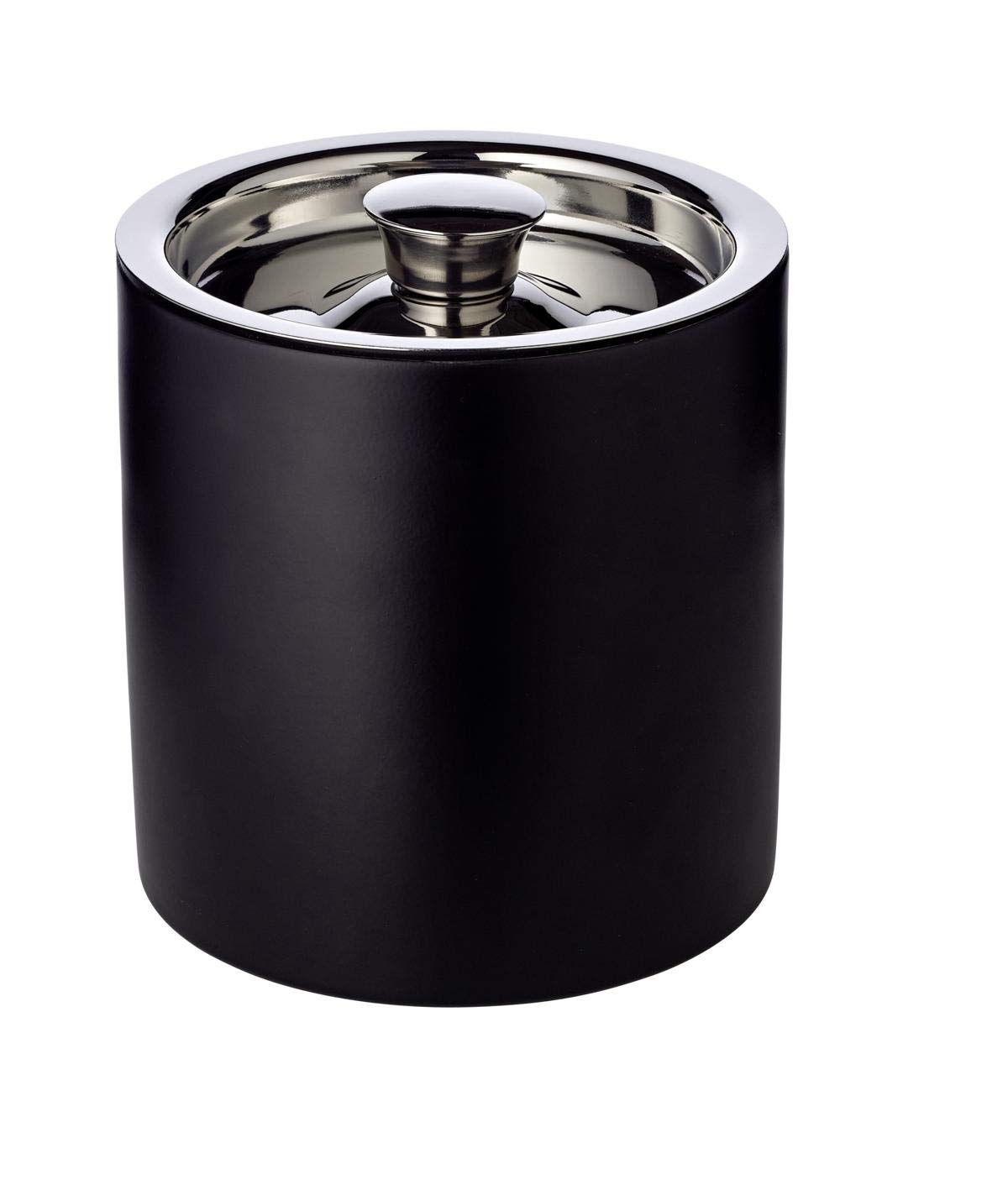 Edzard Secchio di Ghiaccio Pearl, Doppia Parete, Contenitore cubetti di Ghiaccio con Coperchio, Altezza 16,5 cm, refrigeratore Acciaio Inox Nero Matte