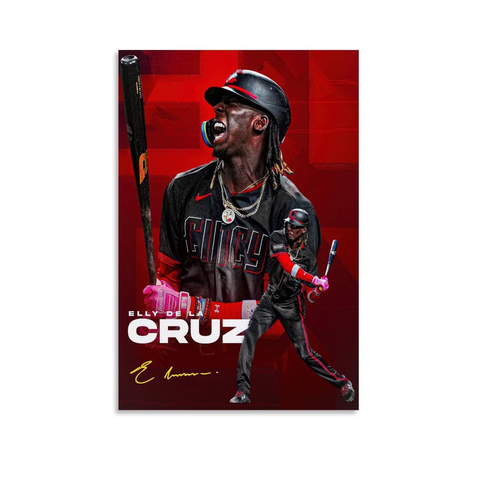 GAGALU Elly De La Cruz Poster Baseball Canvas Print Poster Wall Art For Home Office Decorations Painting, 5917, Unframe, 24x36inch(60x90cm)