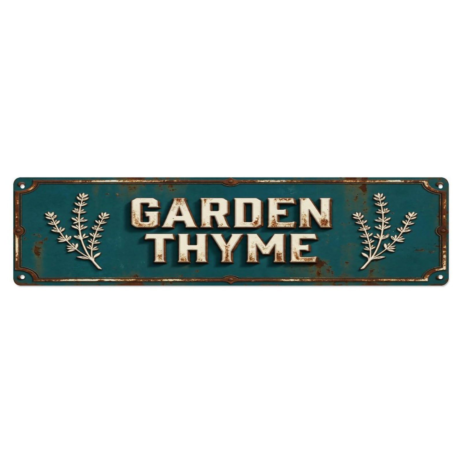 GARDEN THYME Vintage Herb Rustic Farmhouse Metal Tin Sign