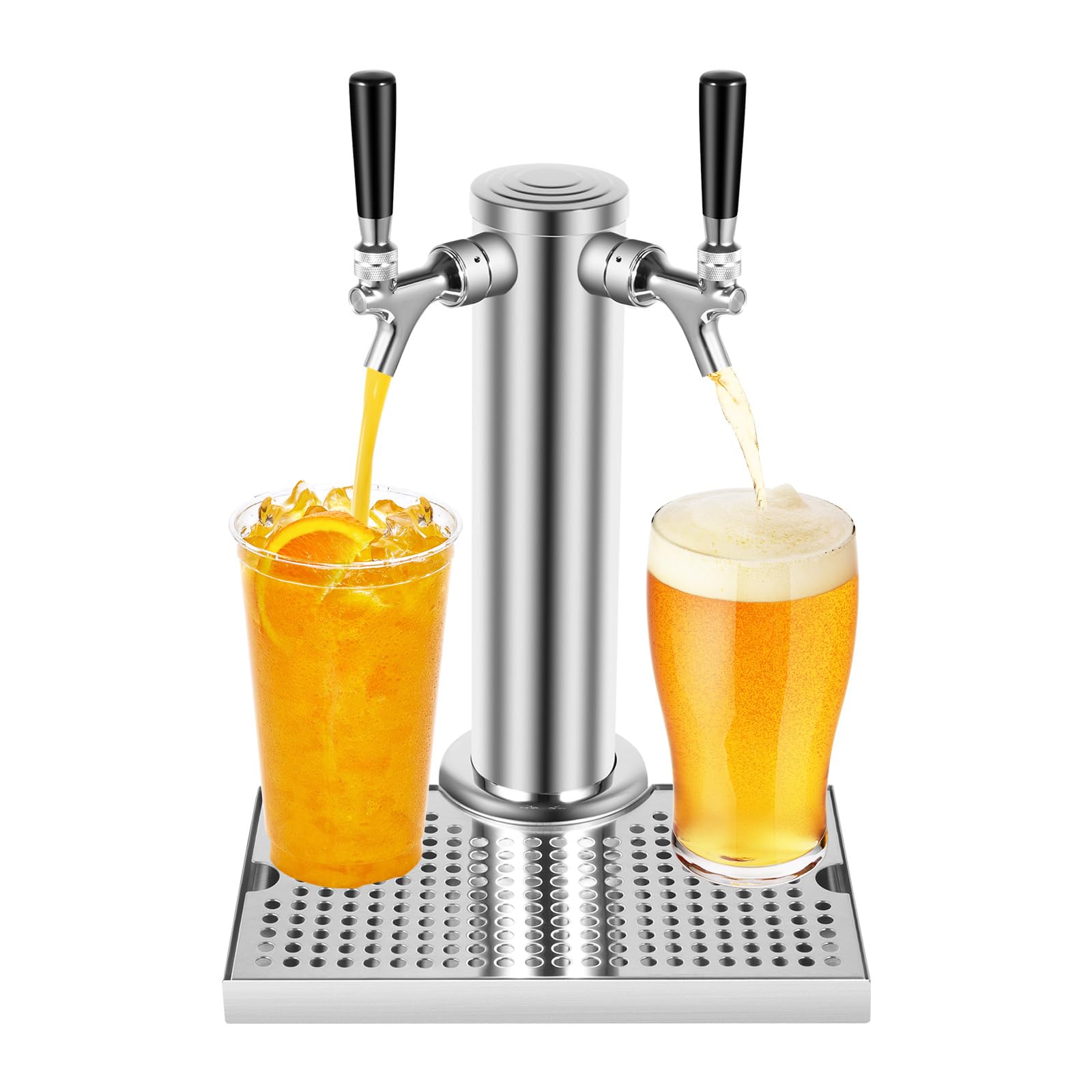 Impianto di spillatura per birra con doppio tocco, in acciaio inox, con vassoio antigoccia rimovibile, per bar, appartamenti, ristoranti, caffetterie, ecc