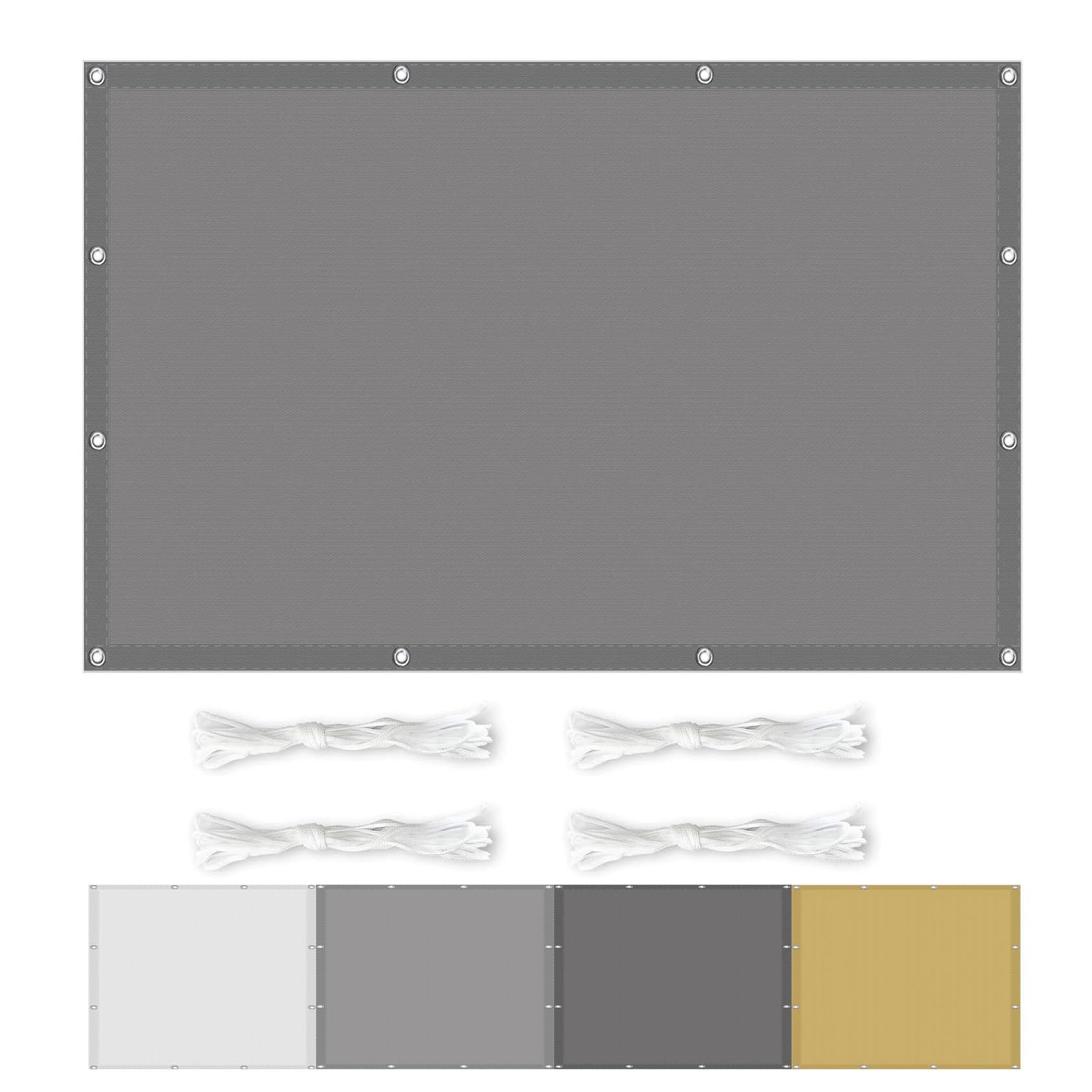 Voile d'ombrage rectangulaire gris foncé 6x6m imperméable pour toile de terrasse