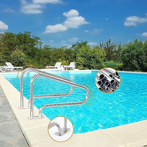 Marches de piscine sécurisées grâce à la rambarde extérieure antirouille
