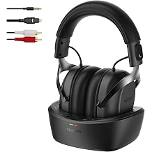 NUBWO Wireless TV Headphones for Seniors Hearing Impaired, 2.4GHz Bluetooth Headphones with Charging Base, 20ms Ultra Low Latency, 65H Playtime, Works with Optical RCA AUX