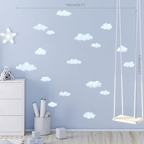Miniatura 3 de DECOWALL Calcomanías de pared de nubes pequeñas para niños, calcomanías de nube extraíbles para guardería, dormitorio y sala de estar, decoración de