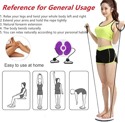 Miniatura 5 de Ab Twist - Disco giratorio de cintura ajustable con asas, disco giratorio de equilibrio adelgazante de cintura con suela de pie de masaje para