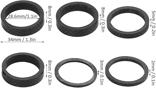Miniatura 6 de Juego de espaciadores de auriculares de bicicleta de carretera, espaciador de auriculares de bicicleta livianos antidesgaste DIY fibra de carbono