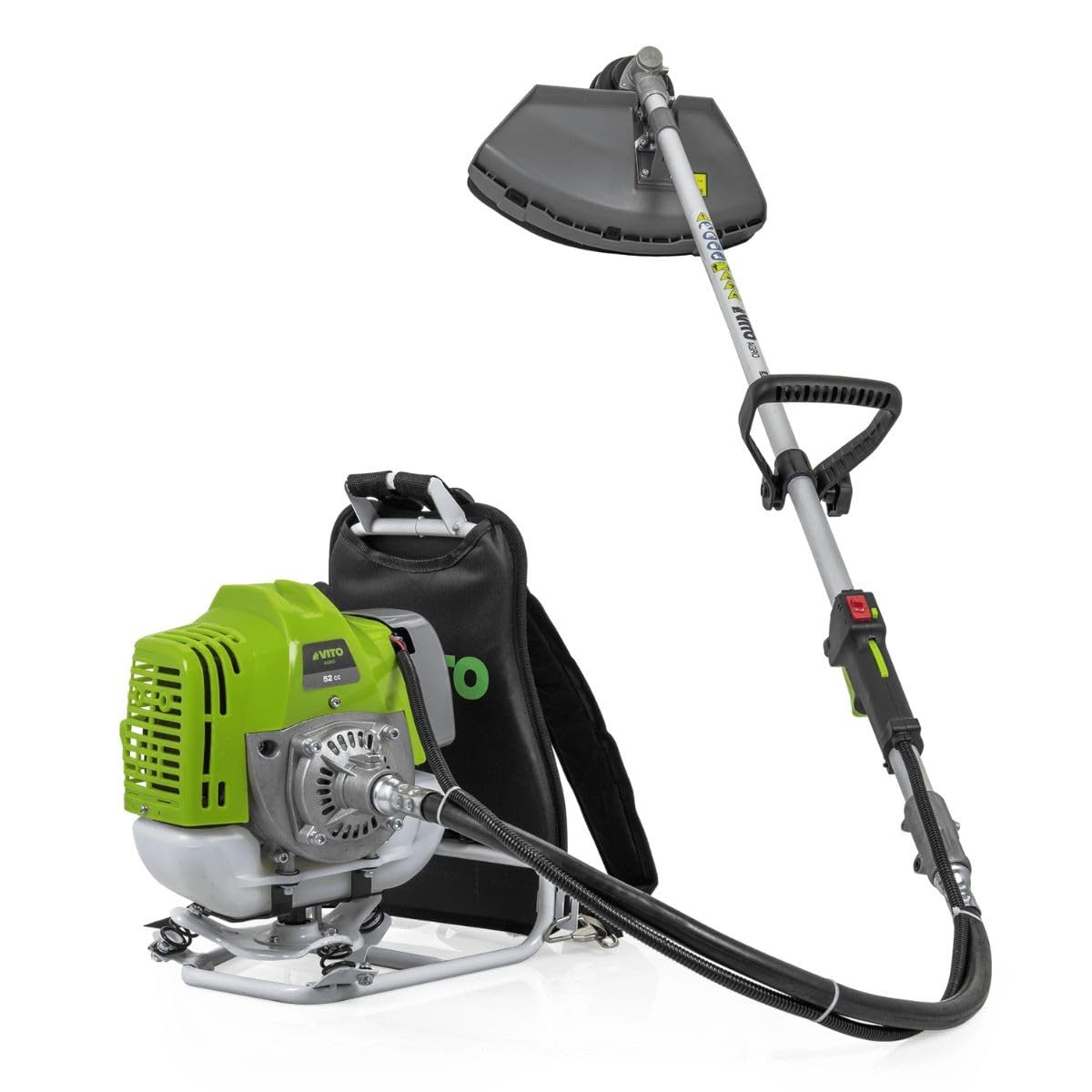 Vito – Desbrozadora térmica gasolina 52 cm³, corte 25 cm con hoja e hilo de nailon, gran autonomía 1:30