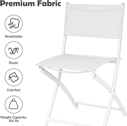 Miniatura 6 de Tangkula Juego de 3 piezas plegables para patio, no requiere montaje, sillas plegables para exteriores y mesa con mesa de vidrio templado, juego de