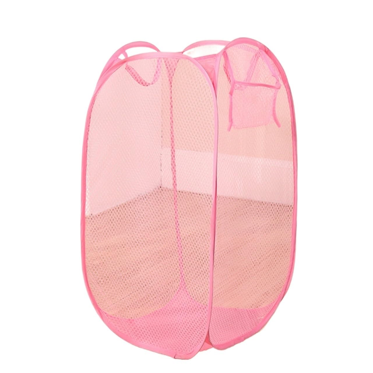 Fabric laundry hamper Mesh Breathable Laundry Basket Foldable Large Size for Family(Pink)