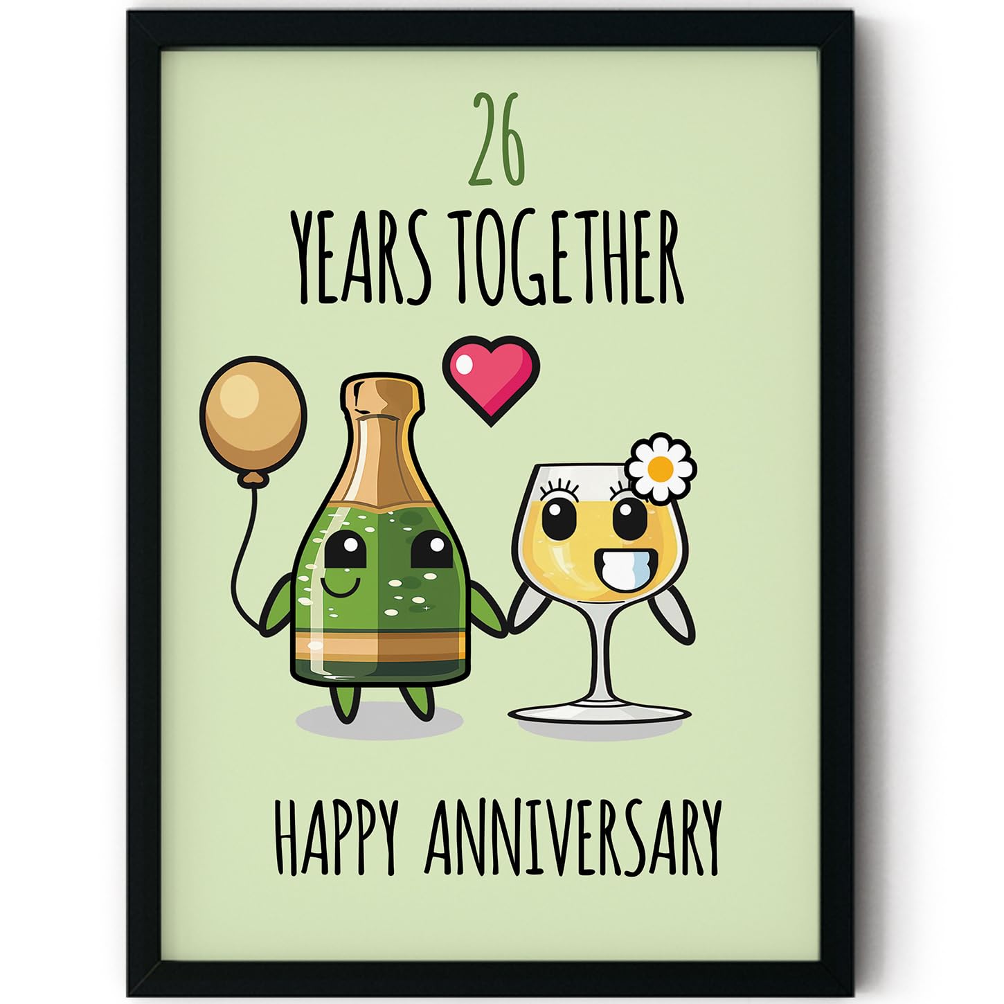 Stuff4 Women's 26 Th Anniversary Poster Framed - Years Together - Happy Th Wedding Anniversary Cute Gifts For Girlfriend Companion Partner Wife Husband Boyfriend, 8X10 Inch Anniversaries Posters