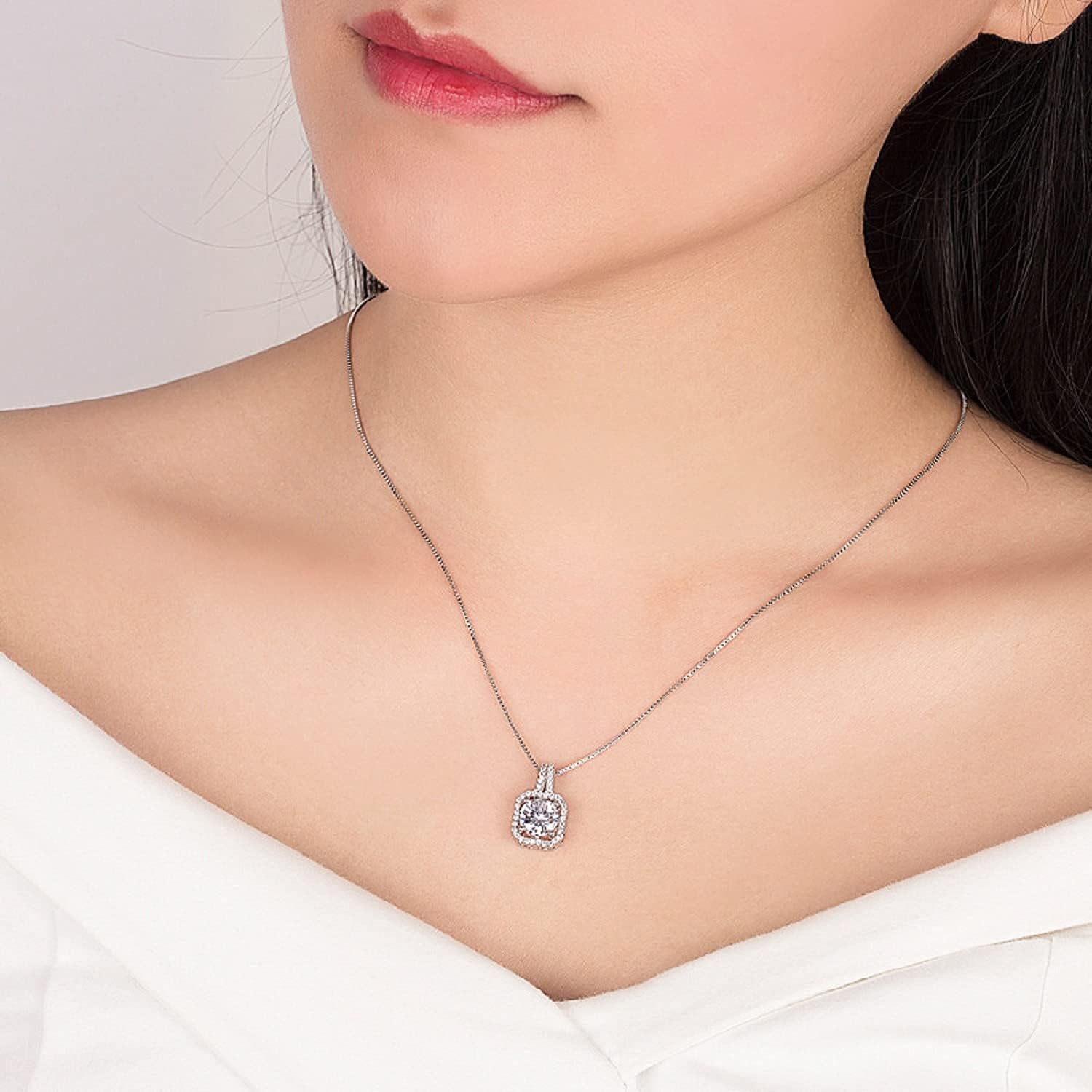 Bride Silver Bridal Necklace Earrings Set Crystal Wedding Jewelry Set Rhinestone Choker Necklace for Women (Silver Plated Copper Earrings Necklace Set Women) - Image 4