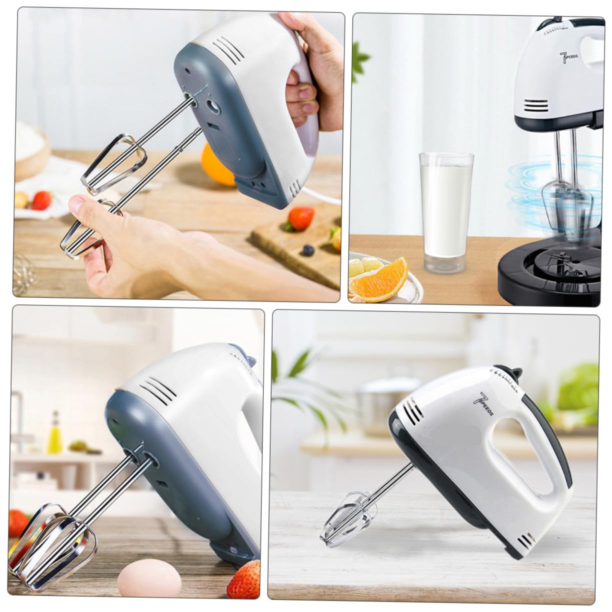 Sbattitore Elettrico per Uova Bianco, Compatto ad Alta Efficienza in Plastica e Acciaio Inox per Cucina e Preparazioni di Dolci in Casa