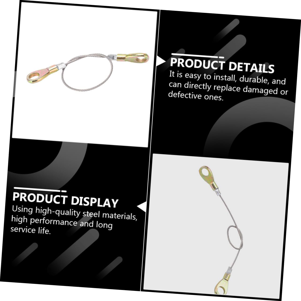 2pcs Professional Replacement Cable Hook Cable Easy Install Accessories Tailgate Hook