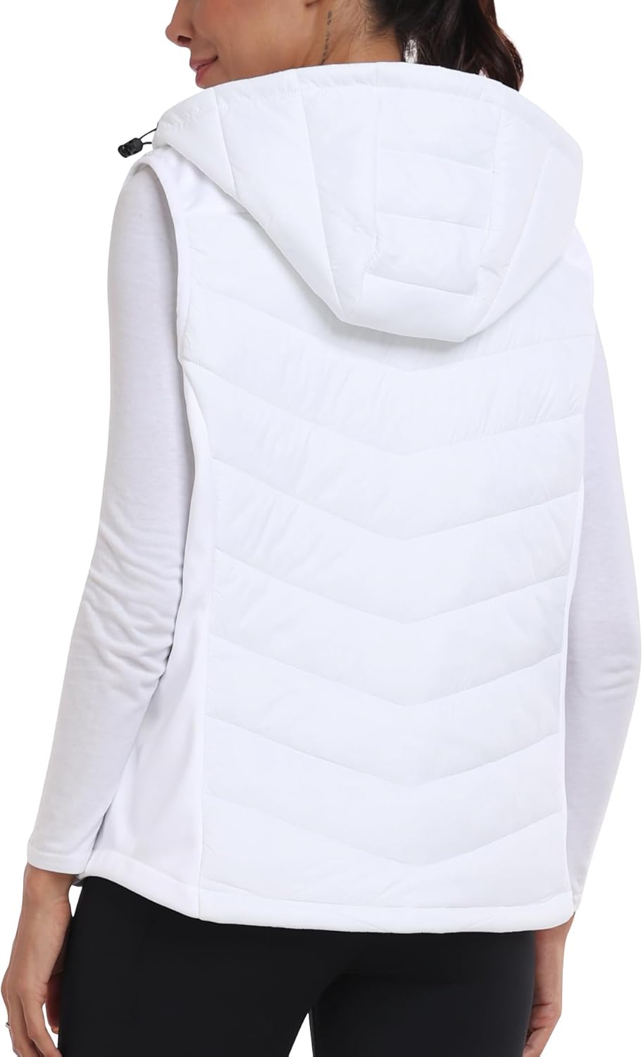 MoFiz Womens Puffer Softshell Vest Hooded Lightweight Insulated Hybrid Down Jacket Full Zip Running Vest - Image 3