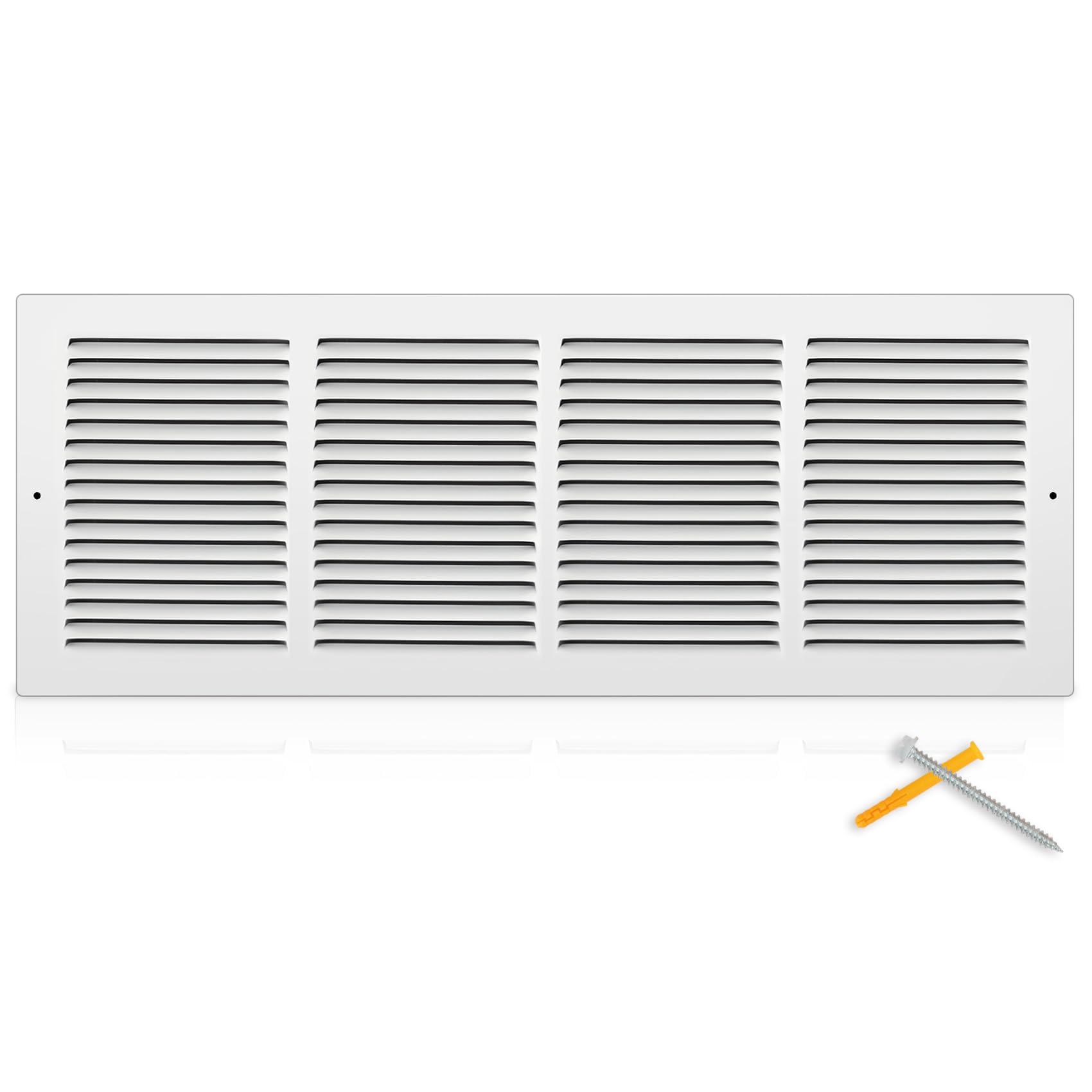 Photo 1 of Fancat 24"W x 8"H Return Air Grille [Duct Opening Size], Steel HVAC Return Air Vent Cover for Wall & Ceiling, White Powder-Coated Rust-Resistant AC Cold Air Return, Outer Dimensions 25.75"W x 9.75"H