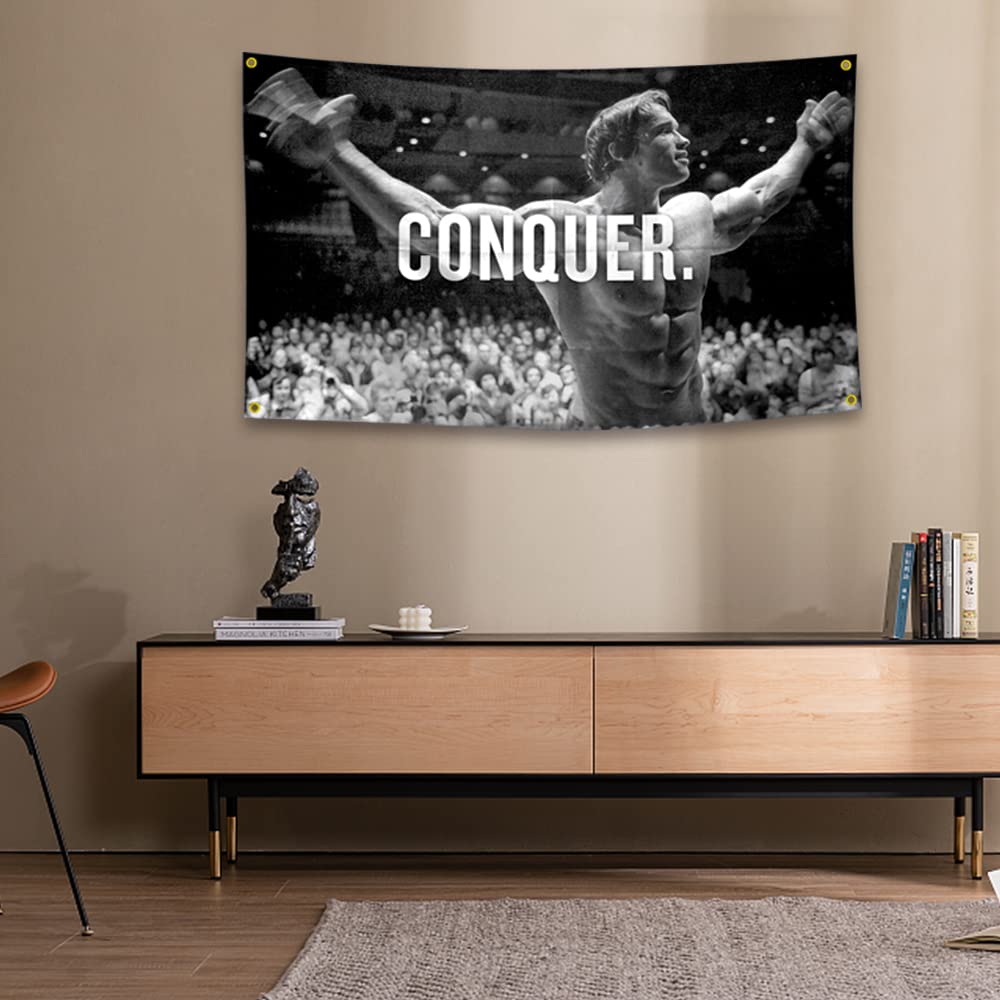 Arnold Schwarzenegger Motivationsflagge 90x150 Cm – Fitness-Poster, Polyester, Mit Ösen