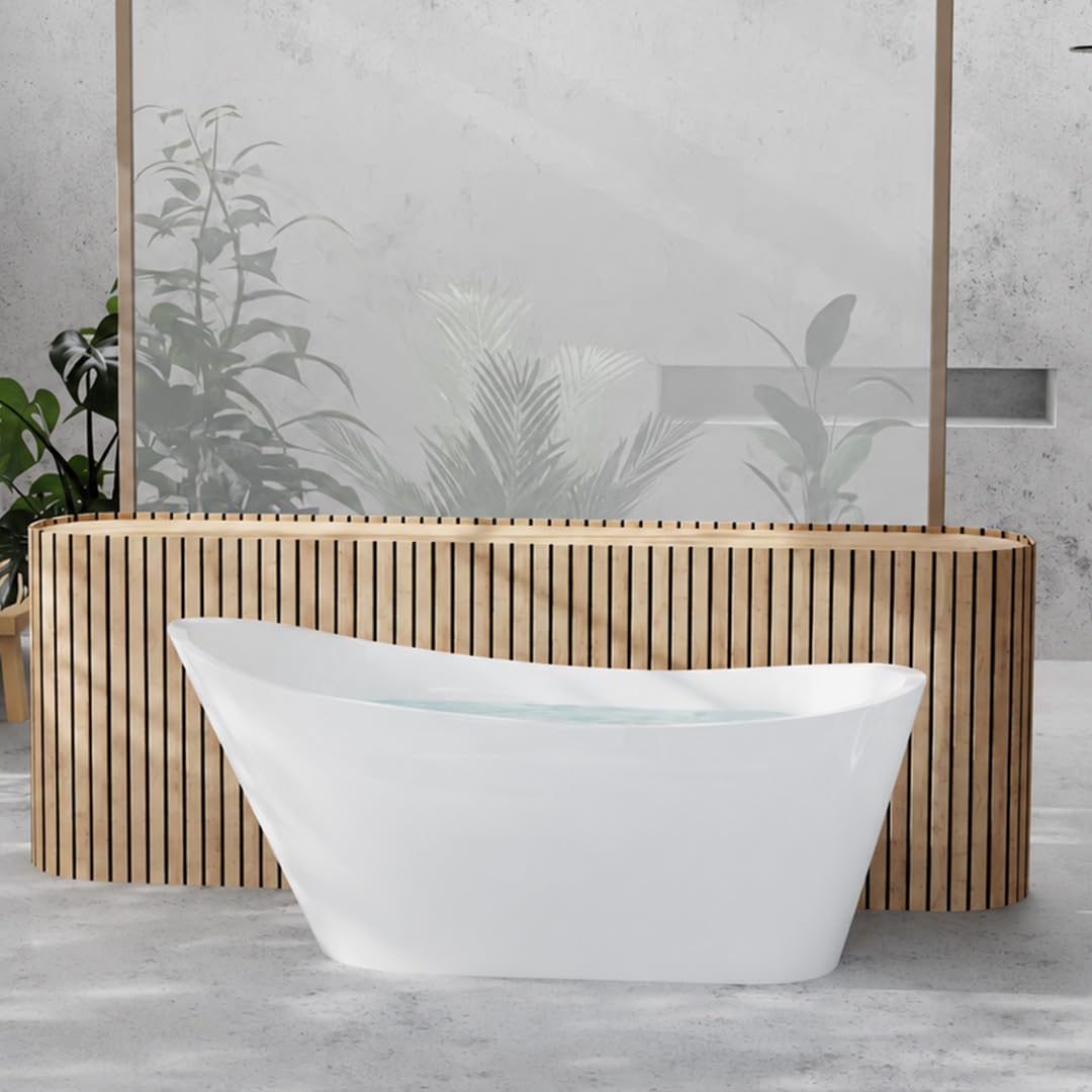 Vasca da Bagno Freestanding Moderna Autoportante Bianca 170x75cm - Dalia