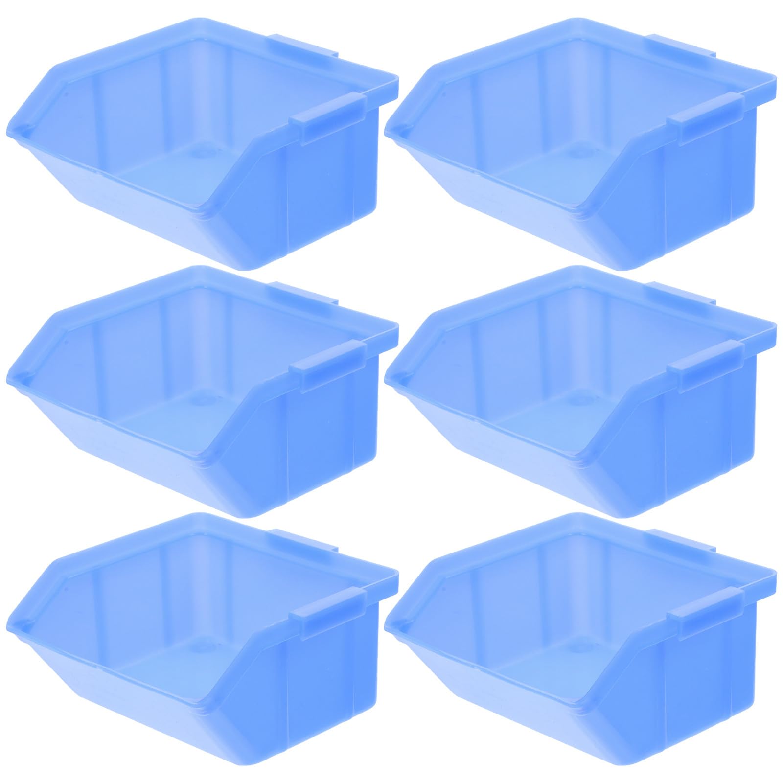 Fenical 6pcs Plastic Hardware Component Storage Boxes Nesting Shelf Bins Blue Warehouse Parts Organizer Containers for Home and Garage Storage