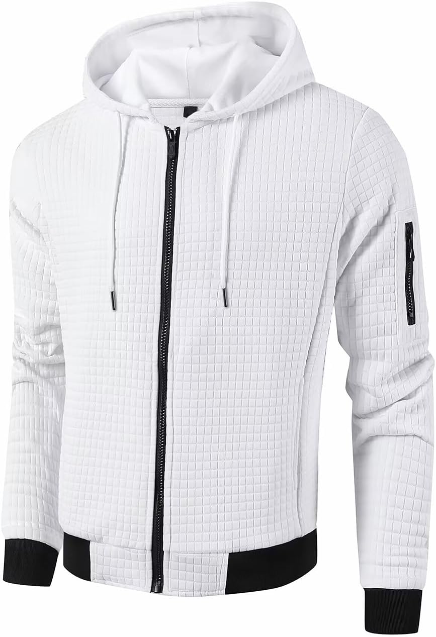 Mens Lightweight Hoodie Full Zip Sweatshirt Casual Jacket Coat - Image 3