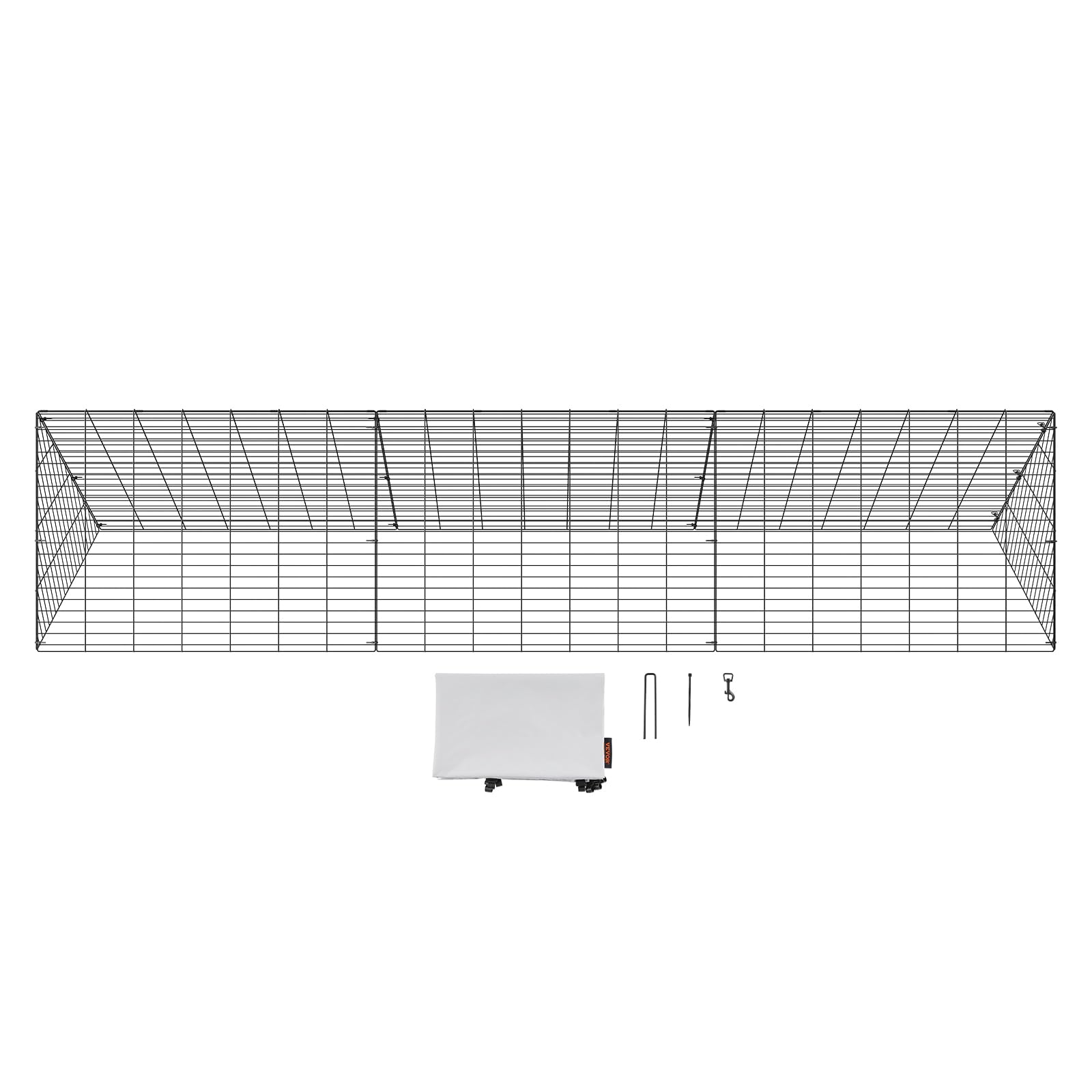 VEVOR Gabbia per polli da cortile, galleria portatile 300 x 71 x 61,5 cm, facile installazione, beccuccio per pollaio, anitre, conigli