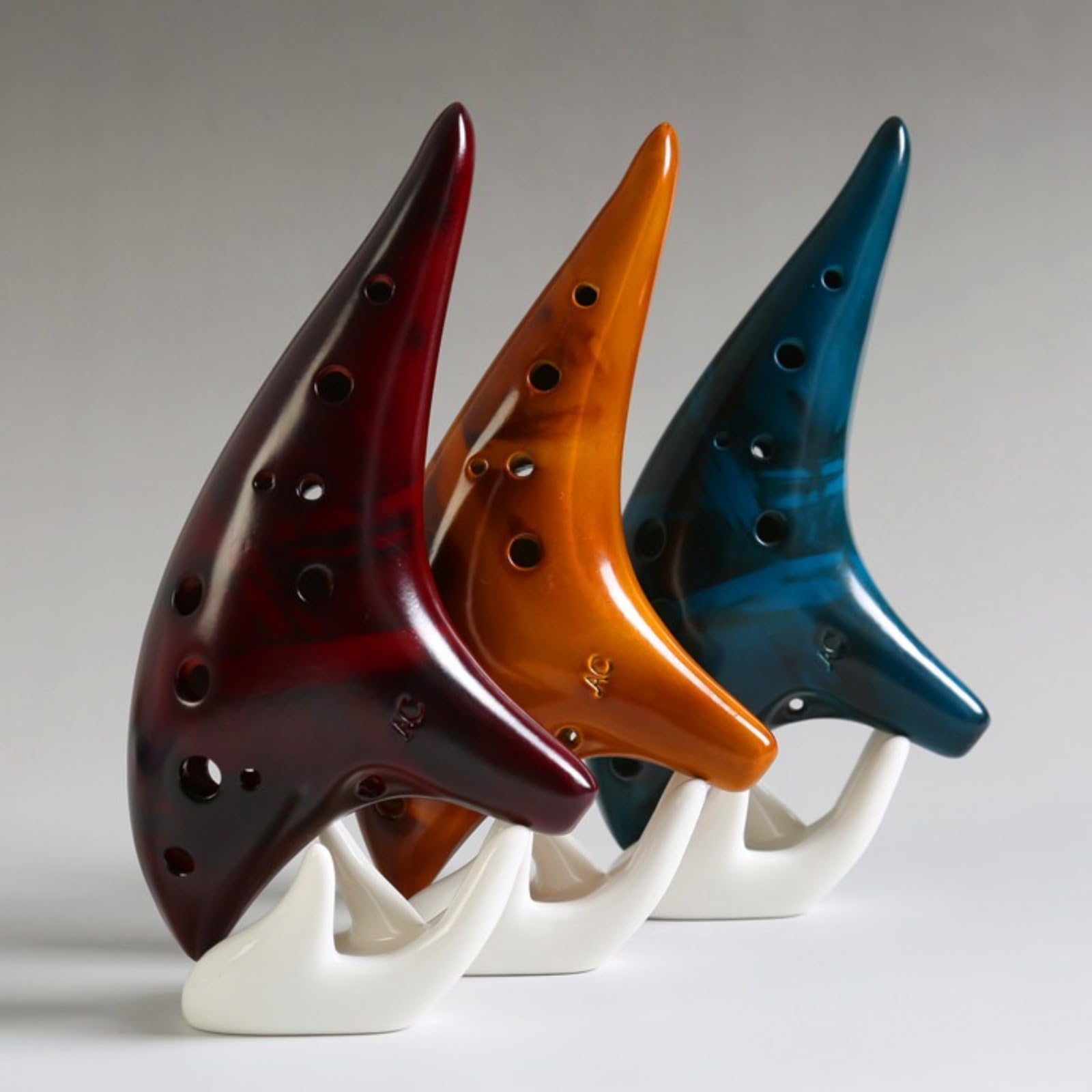 avanzato Ocarina in Ceramica Strumento Musicale per Principianti e Professionisti Facile da Suonare e Portatile Flute Do Contralto Colori Misti，Ocarina a 12 fori con affumicatura a paglia