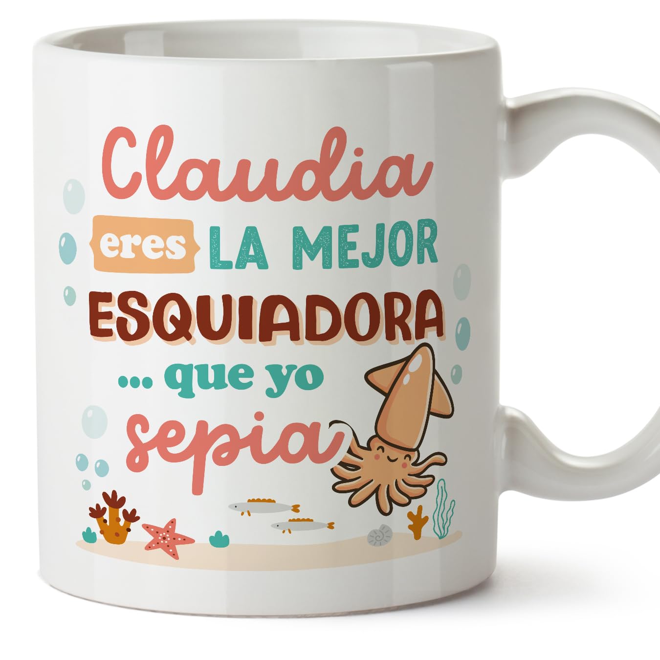 MUGFFINS Personalised Mug for Skier Woman - in Spanish - Mejor que yo Sepia - Funny Custom Gift for Colleagues - Ceramic 11oz Mug