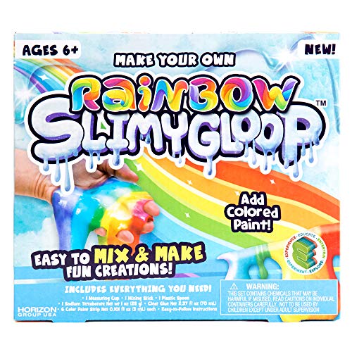 Slimygloop Make Your Own Rainbow DIY Slime Kit by Horizon Group USA, Mix & Create Super Stretchy, Squishy, Gooey, Putty, Slime- Rainbow Paint Colors Included, Multi